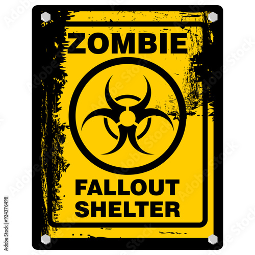 Warning, Zombie Fallout Shelter, sign vector