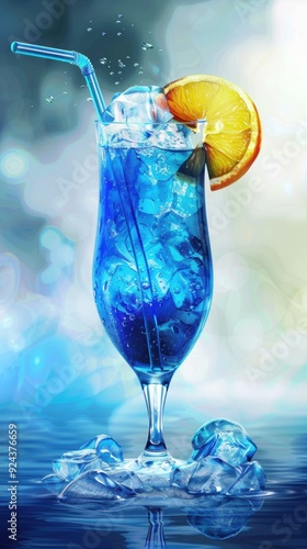 Vibrant Blue Cocktail Delights. Alcoholic drinks high detailed drink concept photo