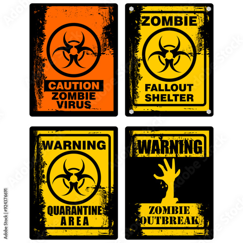 Caution, Warning, Danger, Zombie Outbreak, sign vector