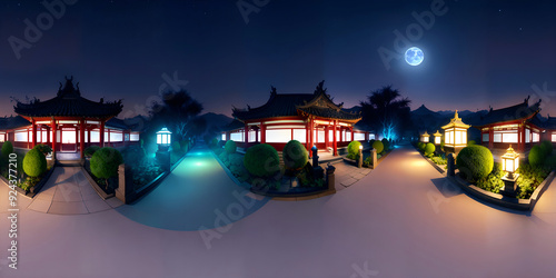 HDRI Chinese Garden Environment Equirectangular Panorama 17