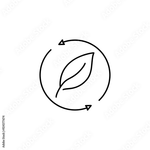 organic recycle icon, eco care, reusable environmental, ecology friendly reuse, logo, thin line web symbol on white background - editable stroke vector illustration