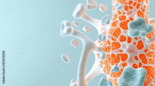 A detailed illustration of a microscopic structure showcasing cells and interconnected elements, symbolizing biology and science. photo