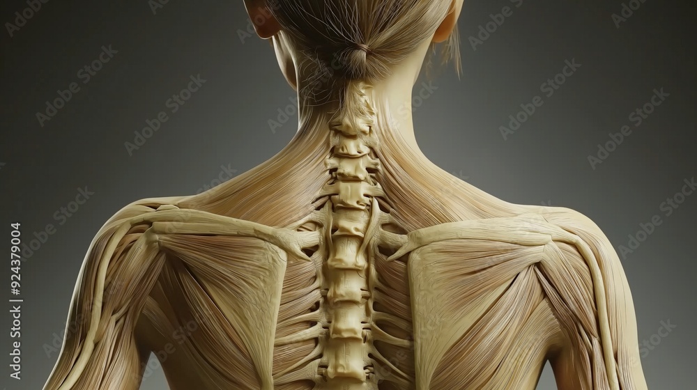 Detailed anatomical representation of human muscles and spine from a ...