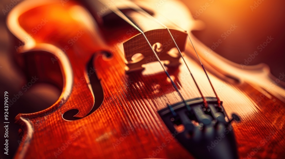 Close-up of a Violin, Warm Tones, and Wood Grain Close-up of a Violin, Warm Tones, and Wood Grain