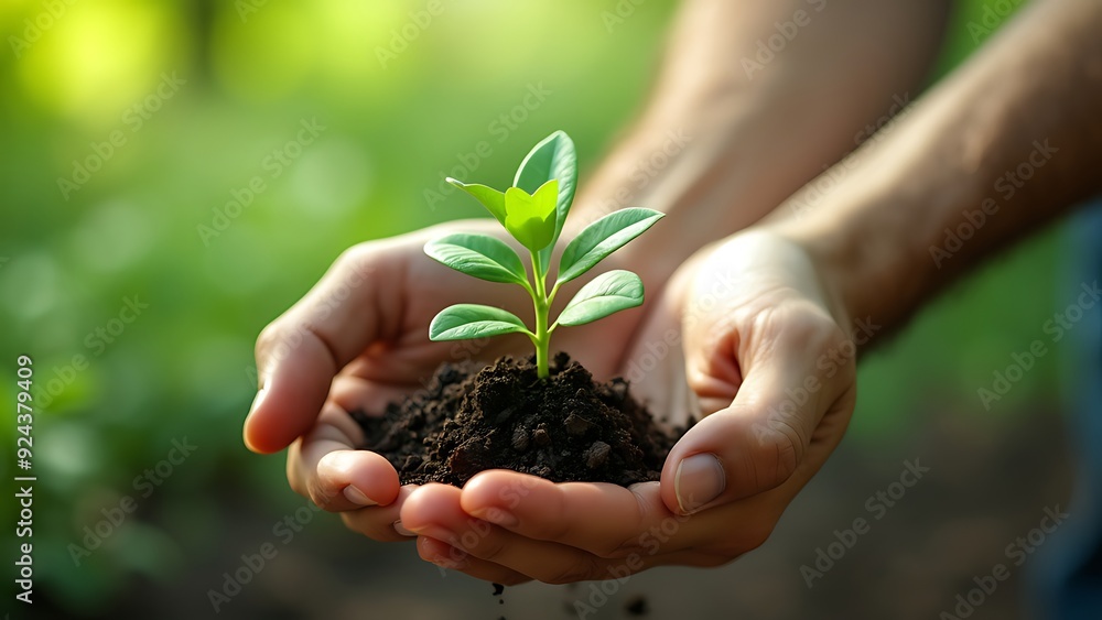 Environment Earth Day In the hands of trees growing seedlings. Bokeh green Background Female hand holding tree on nature field grass Forest conservation Environment Earth Day In the hands of trees growing seedlings. Bokeh green Background Female hand holding tree on nature field grass Forest conservation