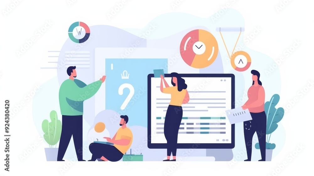 A group of people are working on a project, with a man sitting on the floor A group of people are working on a project, with a man sitting on the floor
