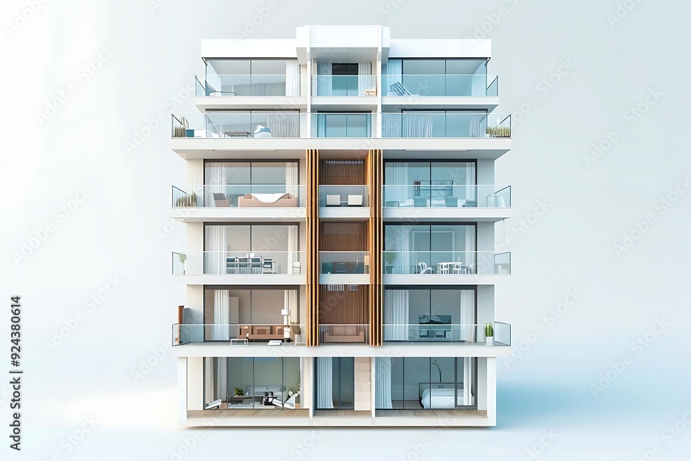 Modern Apartment Building 3D Illustration Modern Apartment Building 3D Illustration