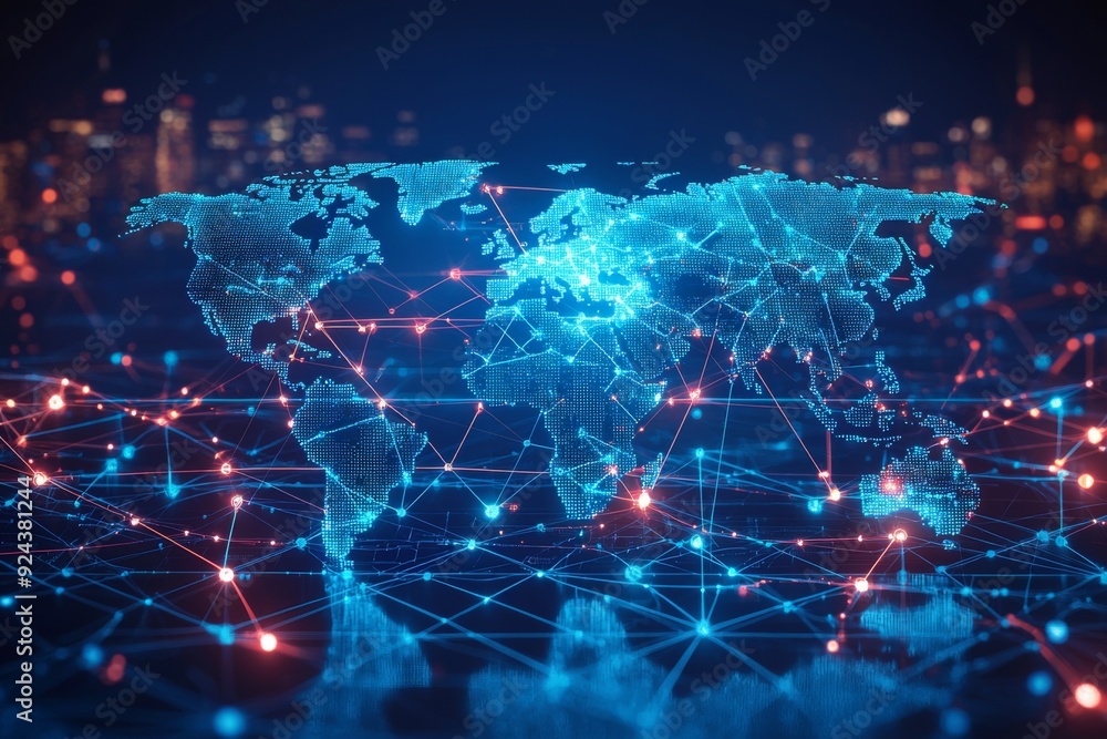 Global Digital Business Network Connection Illustration created with Generative AI Global Digital Business Network Connection Illustration created with Generative AI