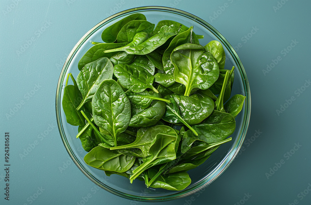 A bowl of blanched spinach in clear water A bowl of blanched spinach in clear water
