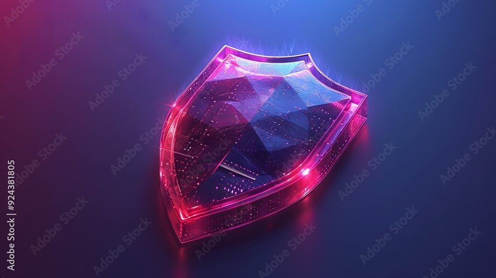 Futuristic neon shield, glowing in the dark with vibrant pink and blue hues, symbolizing cybersecurity and digital protection. Futuristic neon shield, glowing in the dark with vibrant pink and blue hues, symbolizing cybersecurity and digital protection.