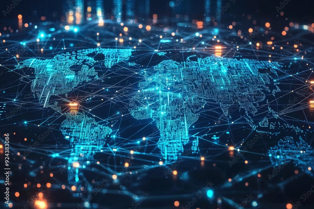 Global Digital Business Network Connection Illustration created with Generative AI Global Digital Business Network Connection Illustration created with Generative AI