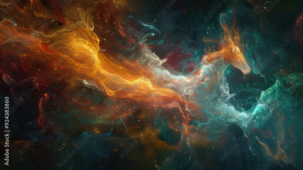 Abstract cosmic background with swirling nebulae and stars. Abstract cosmic background with swirling nebulae and stars.