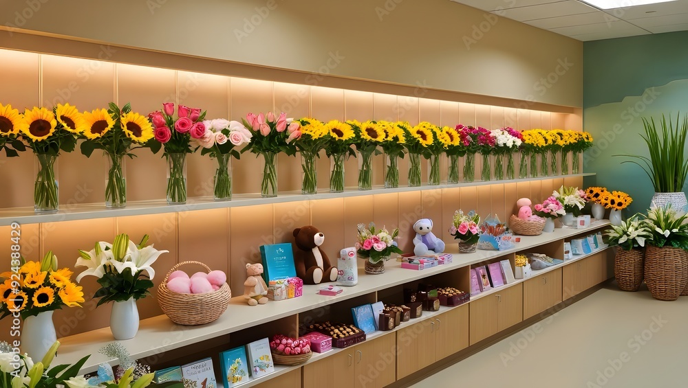 A bustling flower shop showcasing an array of flowers and elegant vases in a bright, inviting setting. GENERATIVE AI A bustling flower shop showcasing an array of flowers and elegant vases in a bright, inviting setting. GENERATIVE AI