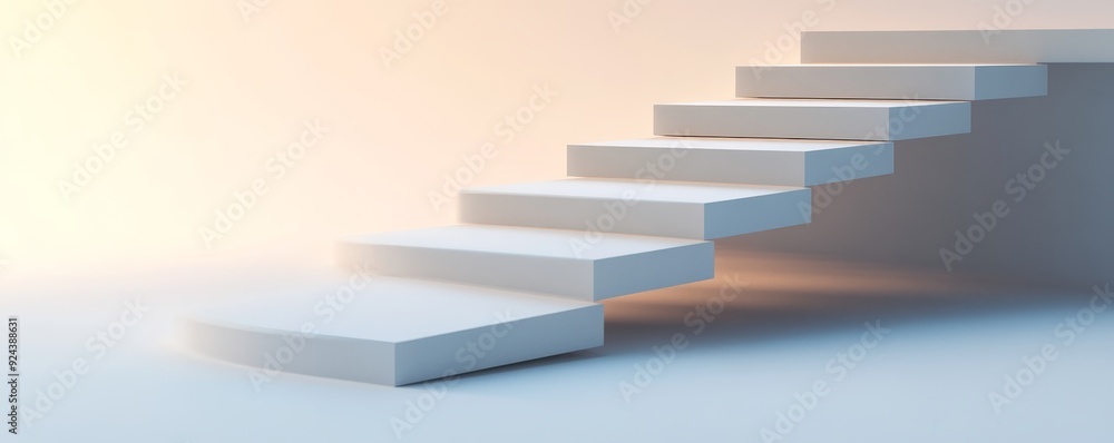 White steps leading up to a bright light. White steps leading up to a bright light.