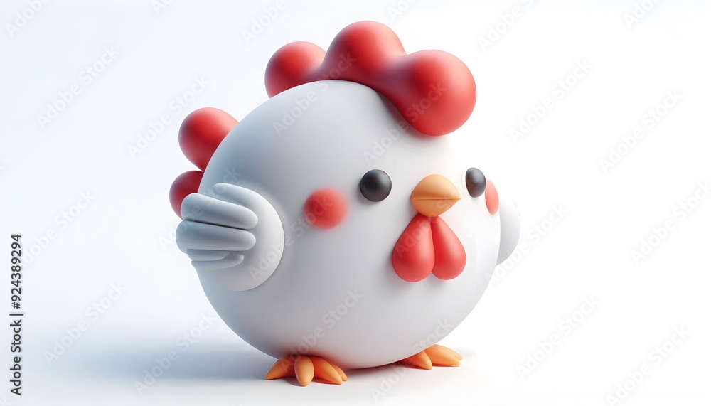 chicken character 3D posed playfully against a neutral background chicken character 3D posed playfully against a neutral background