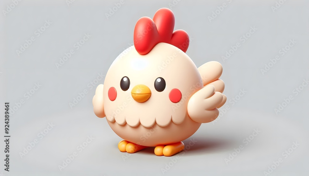 chicken character 3D posed playfully against a neutral background chicken character 3D posed playfully against a neutral background