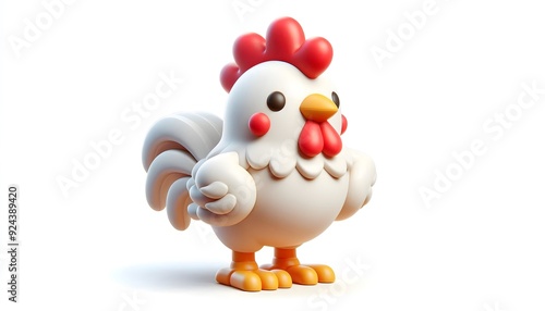 chicken character 3D posed playfully against a neutral background