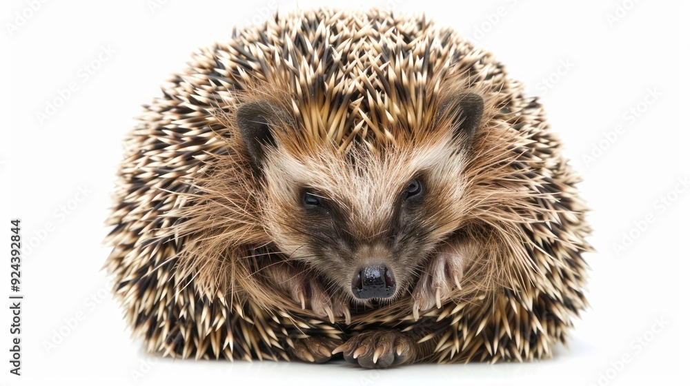 Close-up of a hedgehog with its spines curled up. Close-up of a hedgehog with its spines curled up.