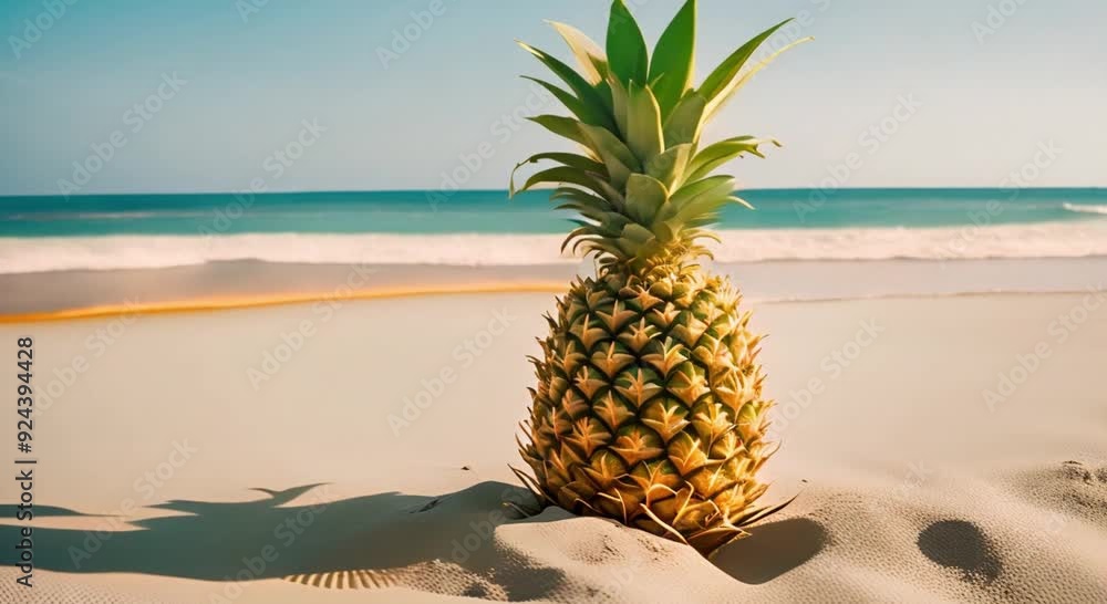 Fresh Pineapple fruit to drink on the beach background Fresh Pineapple fruit to drink on the beach background