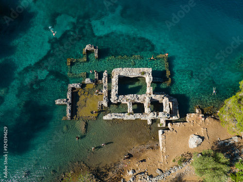 Cleopatra Hammam Bay Drone Photo, Gocek Islands Fethiye, Mugla Turkiye (Turkey)