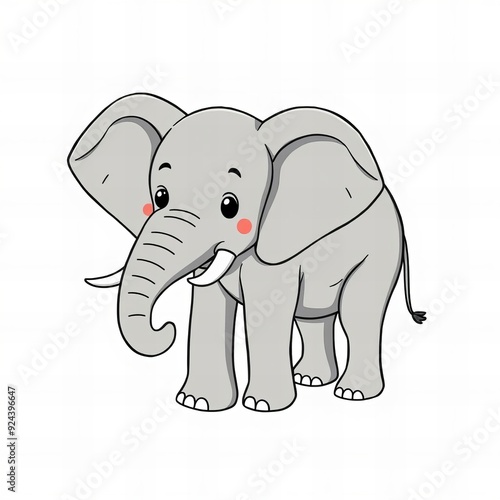 cartoon elephant with red eyes and a white background.