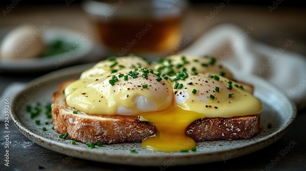 Eggs Benedict on Sourdough Toast with Hollandaise Sauce Eggs Benedict on Sourdough Toast with Hollandaise Sauce