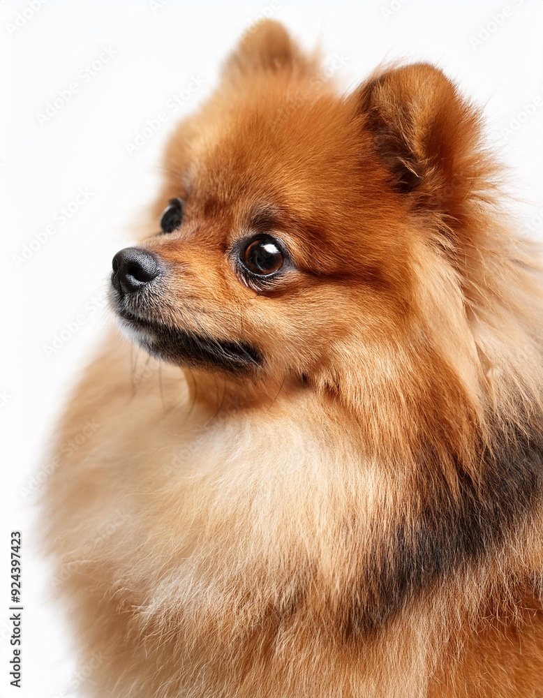 Fototapeta premium ポメラニアンのポートレート（Pomeranian portrait on white background） 