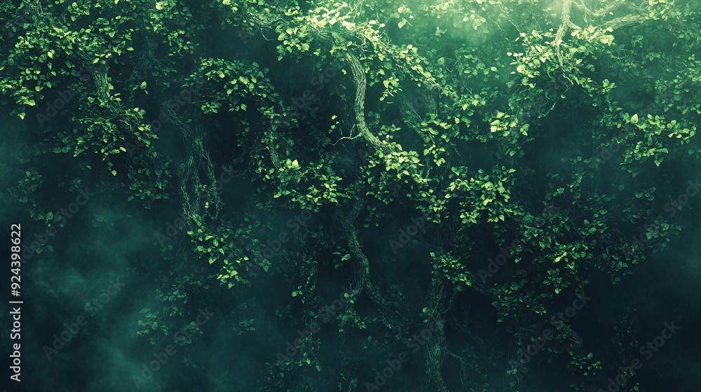 Mystical Green Jungle with Vines and Lianas Mystical Green Jungle with Vines and Lianas
