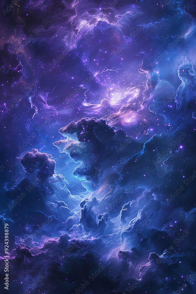 Fototapeta premium Abstract blue and purple nebula
