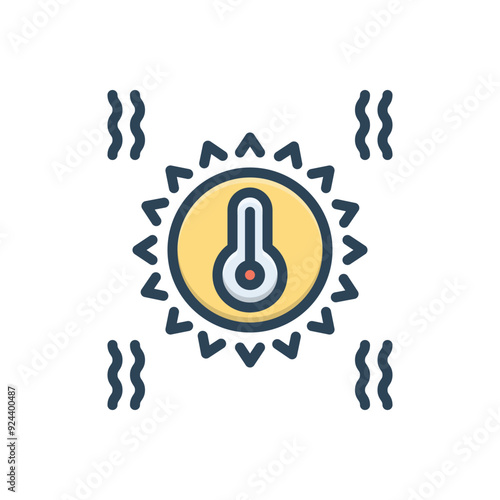 Color illustration icon for hot