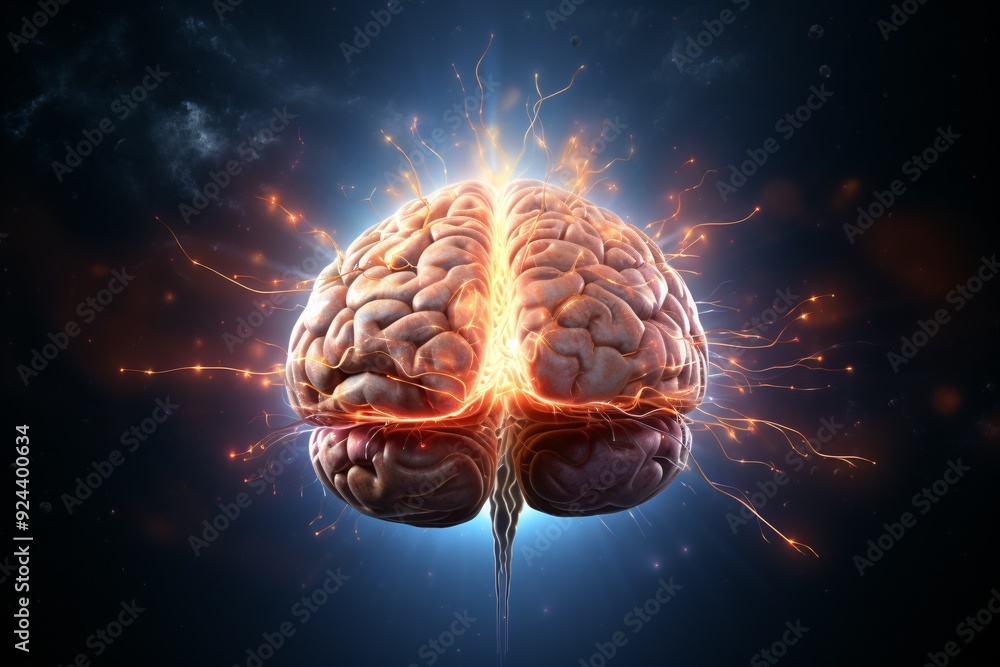 Concept of a human brain exploding with knowledge, Brainpower Wallpaper, 3D Brain, AI Generative Concept of a human brain exploding with knowledge, Brainpower Wallpaper, 3D Brain, AI Generative