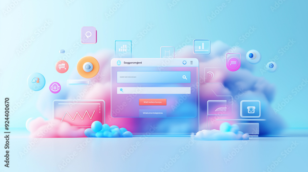 Another search engine with a bright cloud-like background and colorful icons representing different functions. The design looks modern and user-friendly. Another search engine with a bright cloud-like background and colorful icons representing different functions. The design looks modern and user-friendly.