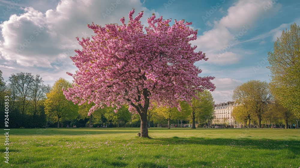 Pink Cherry Blossom Tree in a Park Pink Cherry Blossom Tree in a Park