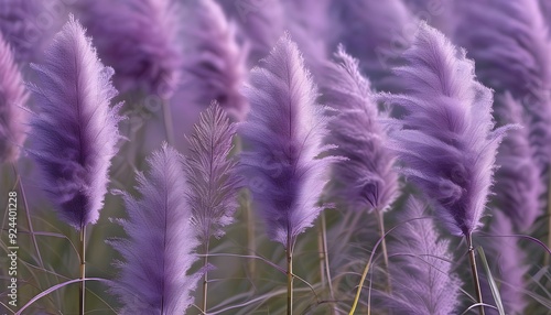 The purple reeds are like a dreamy scene with a blurred background, showing soft colors and atmosphere. photo