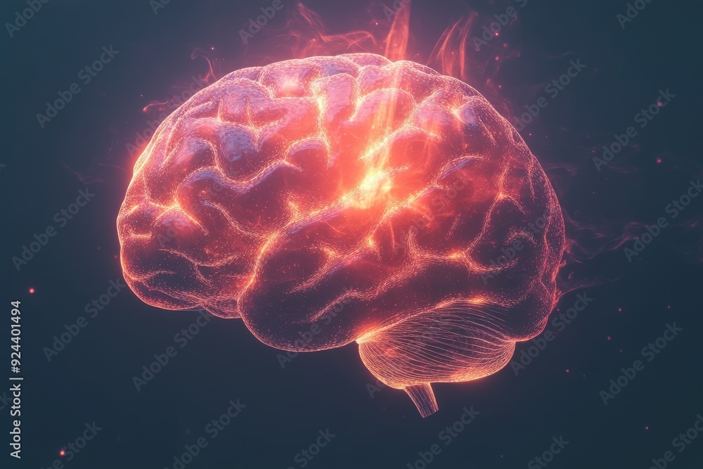 an image that conveys the idea of a healthy brain. something focused on a glowing brain centered an image that conveys the idea of a healthy brain. something focused on a glowing brain centered