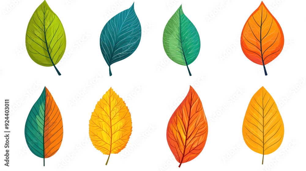 Fototapeta premium set of flat design leaf isolated