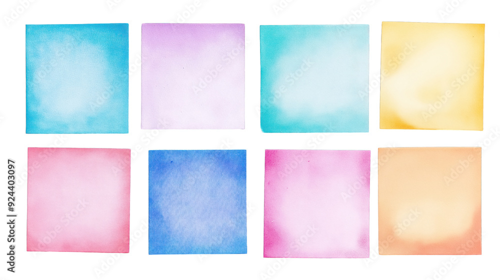 Naklejka premium set of watercolor memo paper note isolated on transparent
