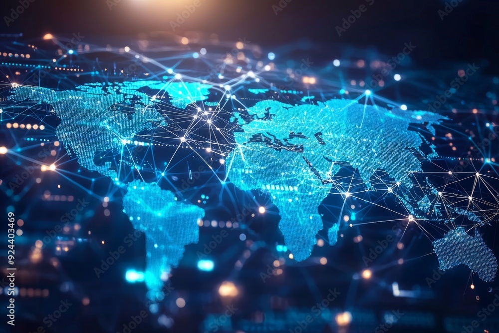 Global Digital Business Network Connection Illustration created with Generative AI Global Digital Business Network Connection Illustration created with Generative AI