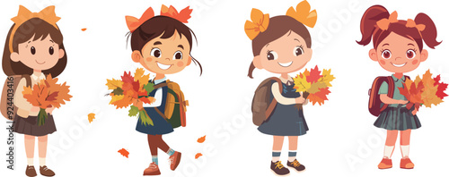 Children Collecting Autumn Leaves