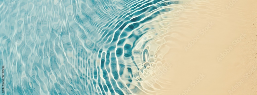 Abstract Sea Beach Light Blue Water Waves and Yellow Sand at a Sunny Beach Surface Summer Vacation Tropical Paradise, Background with Copy Space Abstract Sea Beach Light Blue Water Waves and Yellow Sand at a Sunny Beach Surface Summer Vacation Tropical Paradise, Background with Copy Space