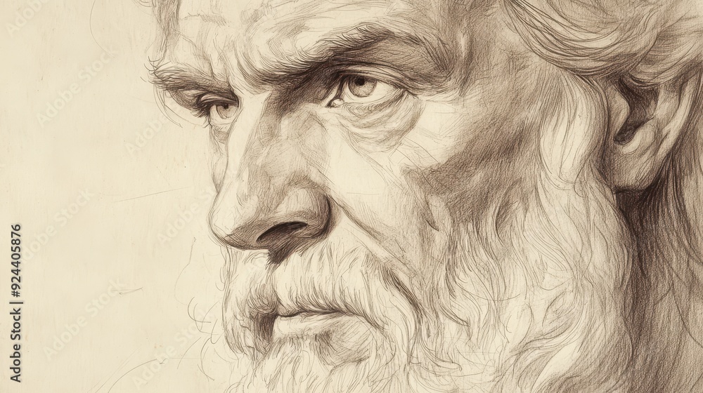 Moses' Final Words in Deuteronomy - Biblical Illustration - Close-up of Earnest Expression - Bible Wall Art with Beige Background Moses' Final Words in Deuteronomy - Biblical Illustration - Close-up of Earnest Expression - Bible Wall Art with Beige Background
