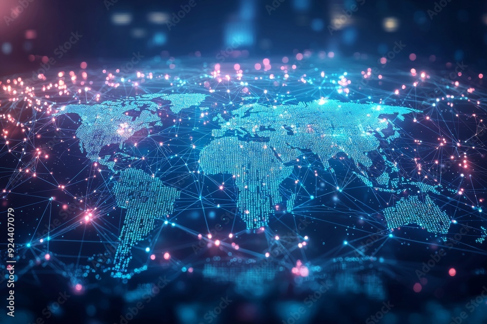 Global Digital Business Network Connection Illustration created with Generative AI Global Digital Business Network Connection Illustration created with Generative AI