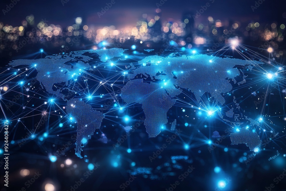 Global Digital Business Network Connection Illustration created with Generative AI Global Digital Business Network Connection Illustration created with Generative AI