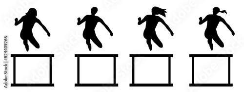 Hurdler silhouette collection set. Vector illustration.