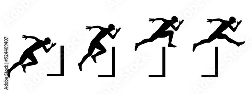 Hurdler silhouette collection set. Vector illustration.