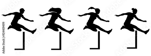 Hurdler silhouette collection set. Vector illustration.