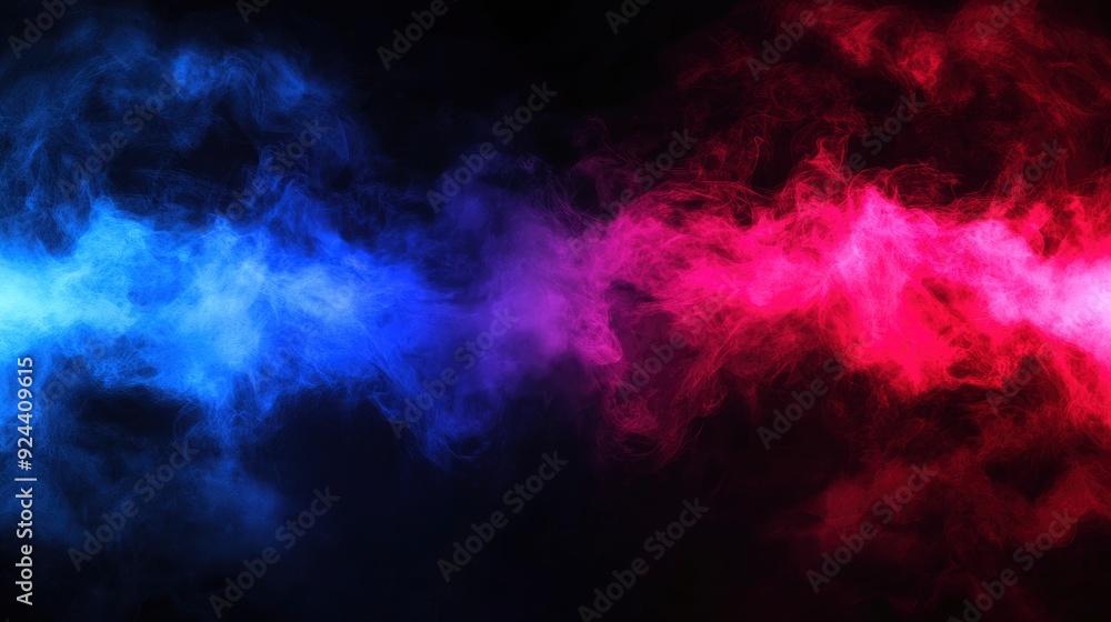 Red and blue smoke clouds on black transparent background with neon glow effect for sport versus concept. with generative ai Red and blue smoke clouds on black transparent background with neon glow effect for sport versus concept. with generative ai