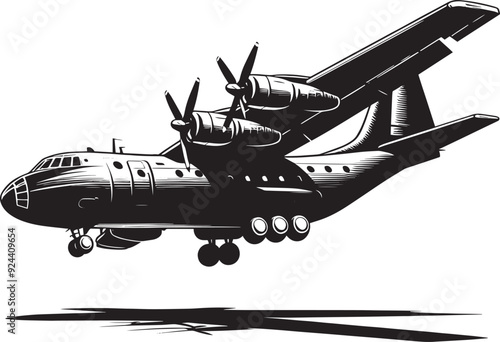 Airplane Flying silhouette flat vector illustration isolated on a white background