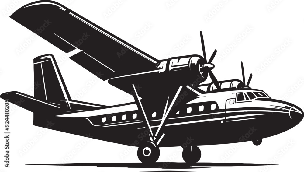 Airplane Flying silhouette flat vector illustration isolated on a white background Airplane Flying silhouette flat vector illustration isolated on a white background