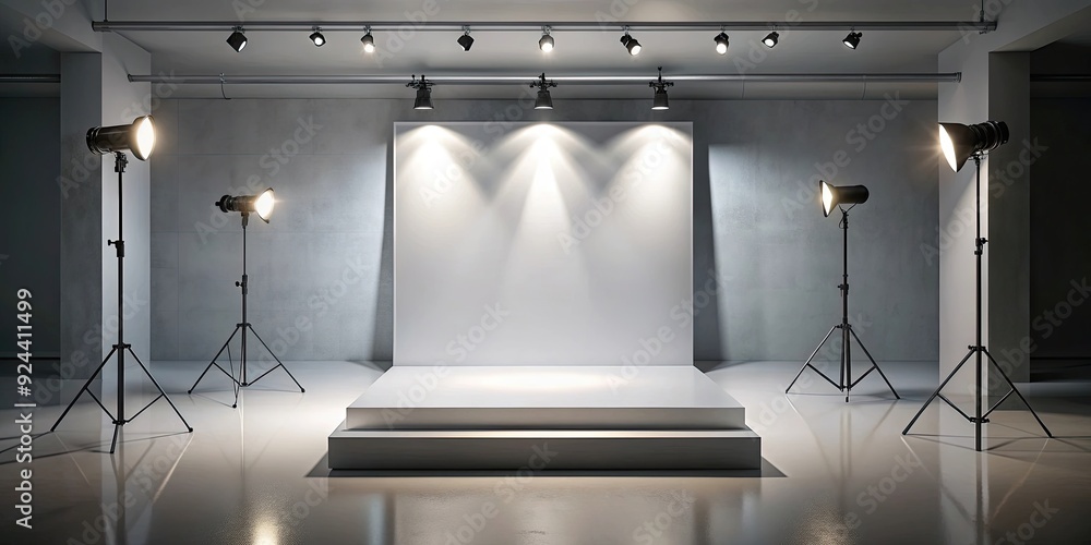 Clean and modern product showcase spotlight background in a photographer studio , Photography, Studio, Spotlight Clean and modern product showcase spotlight background in a photographer studio , Photography, Studio, Spotlight